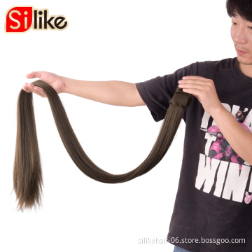 clip in Straight Hair Drawstring Ponytail Custom-made  Long Straight Wrap Around Pony Tail Hair 51 Inch synthetic hair extension